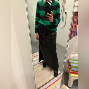 Purchased at Barney's:  Translatio Black Leather Midi Skirt w/ Wrap Detail